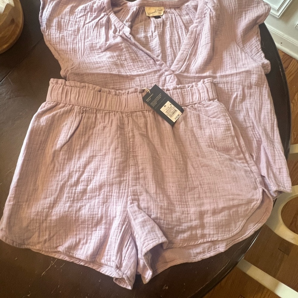Universal Thread Lavender Crinkle Top and Shorts Set